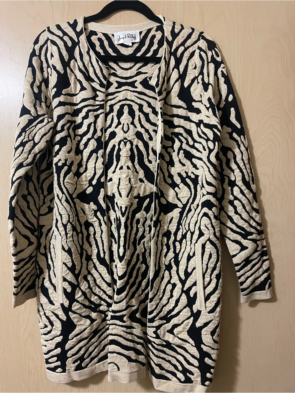 Joseph Ribkoff Black & gold Zebra-Pattern Open Cardigan Sweater